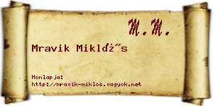 Mravik Miklós névjegykártya